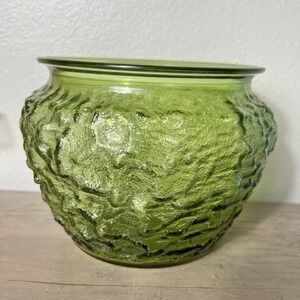 Vintage E.O. Brody Avocado Green Textured Glass Planter Vase USA A113‎ MCM